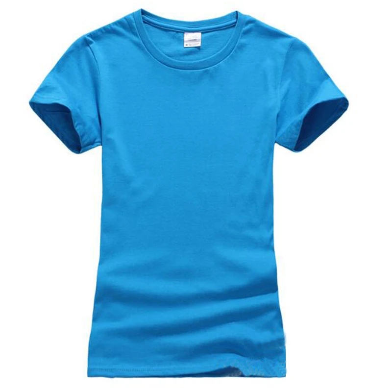 Футболка женская модная однотонная из 100% хлопка с коротким рукавом футболки