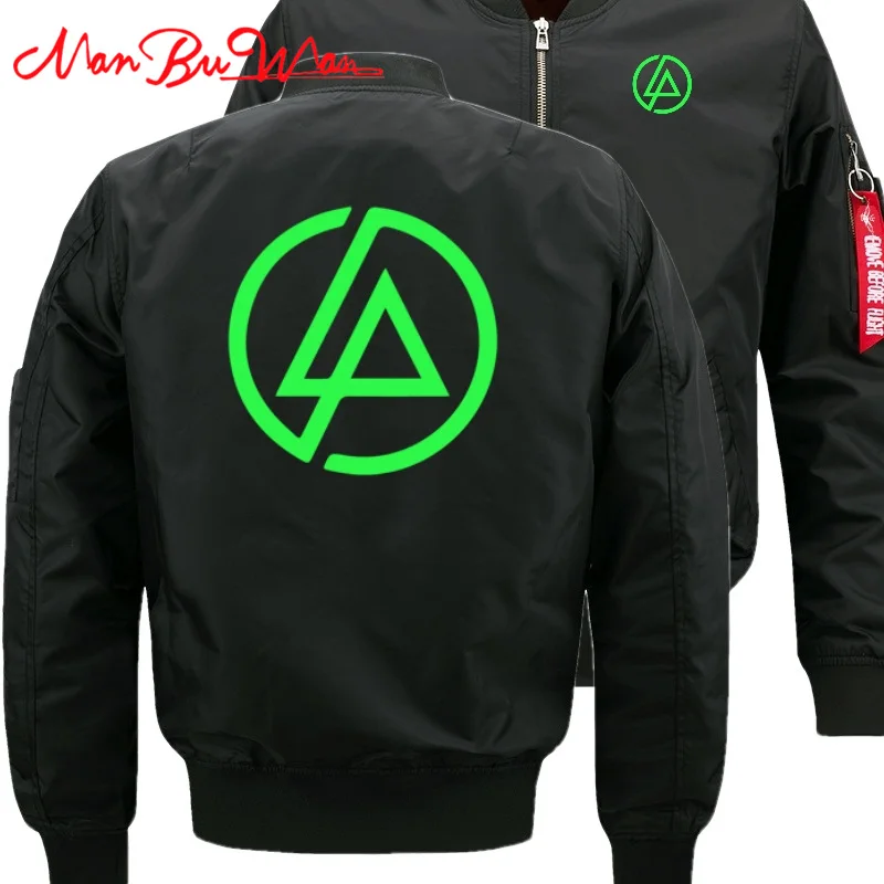 Унисекс Linkin Park световой бомбер летная куртка Куртка зимние утепленные на молнии