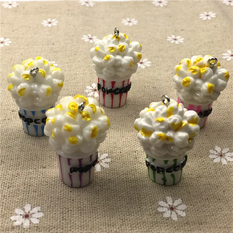 Let start!set 10 шт. попкорн из 3D смолы. Смешанные цвета. Бумажные стаканчики кабошон для