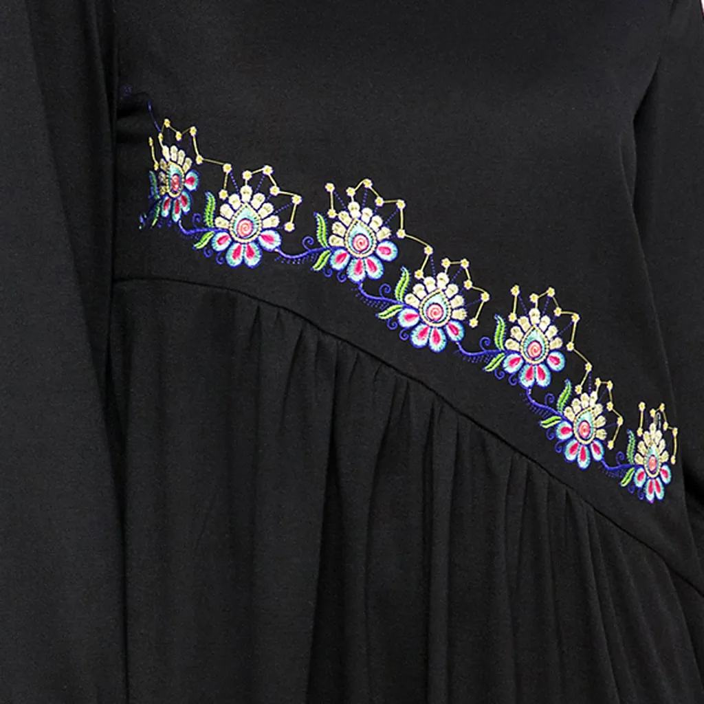 Винтажное мусульманское женское платье 2019 Новое с вышивкой свободное IsIamic