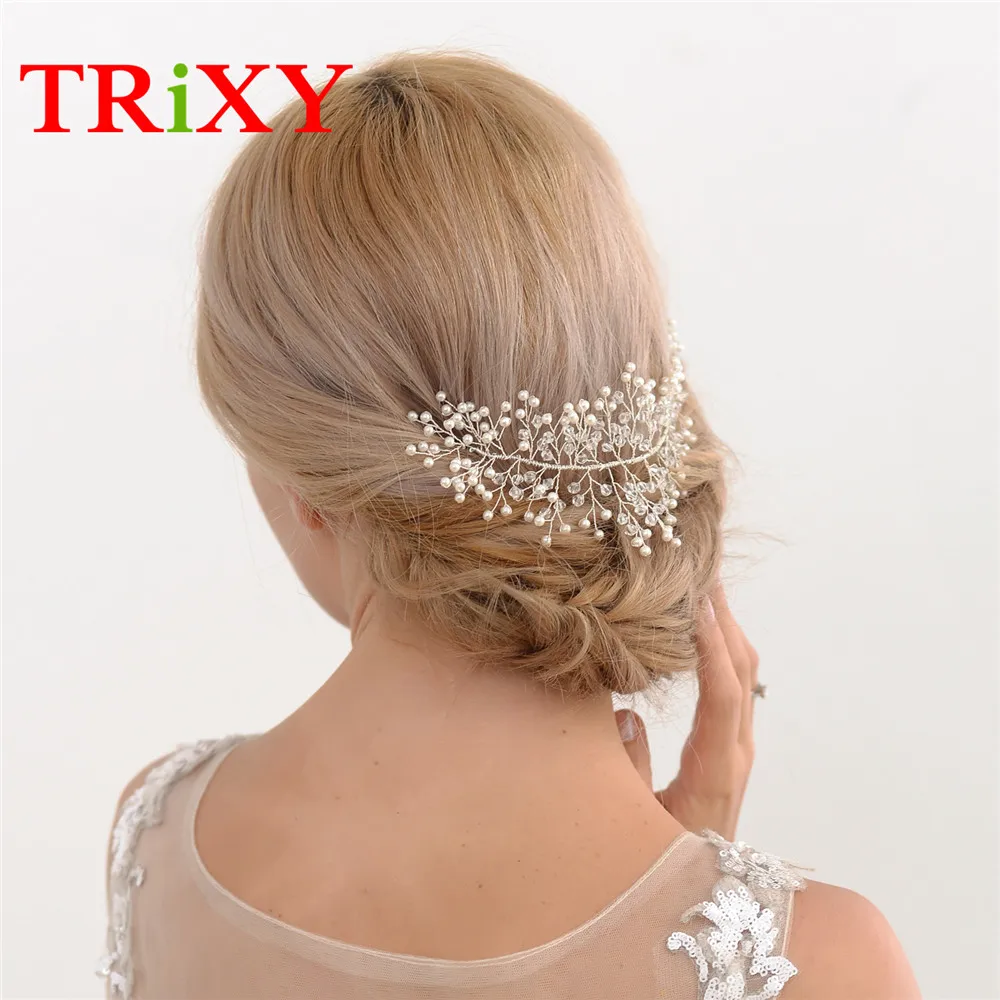 TRiXY H31 женские элегантные свадебные аксессуары стразы жемчуг расческа для