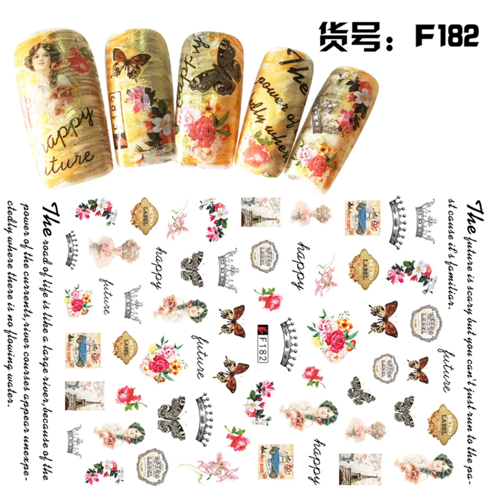 1 лист смешанный дизайн тонкие клейкие летние наклейки для ногтей|nail art decorations