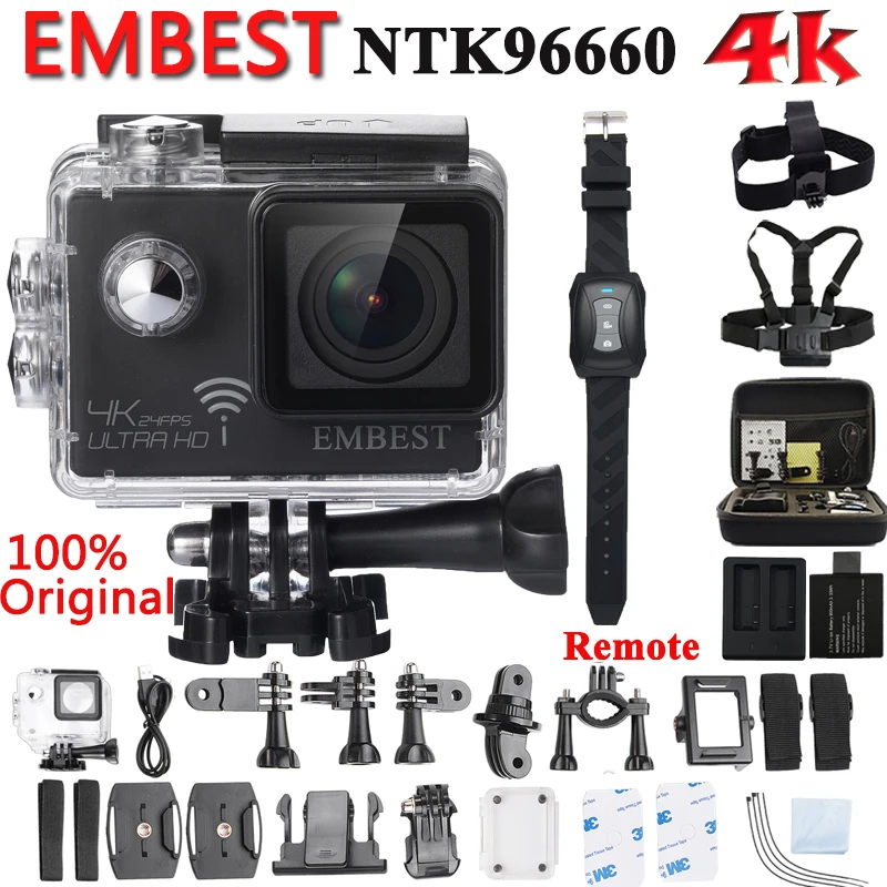 Оригинальная экшн камера EMBEST em61R / em61 с дистанционным управлением Ultra 4K WiFi двойной
