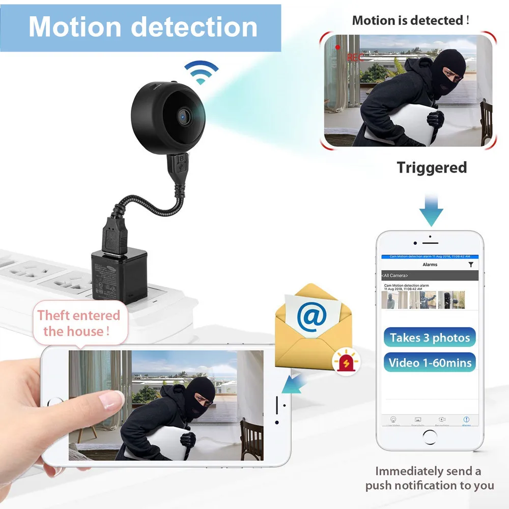 Миниатюрная Wi Fi ip камера 1080P HD 2 МП беспроводная сетевая видеокамера для домашней