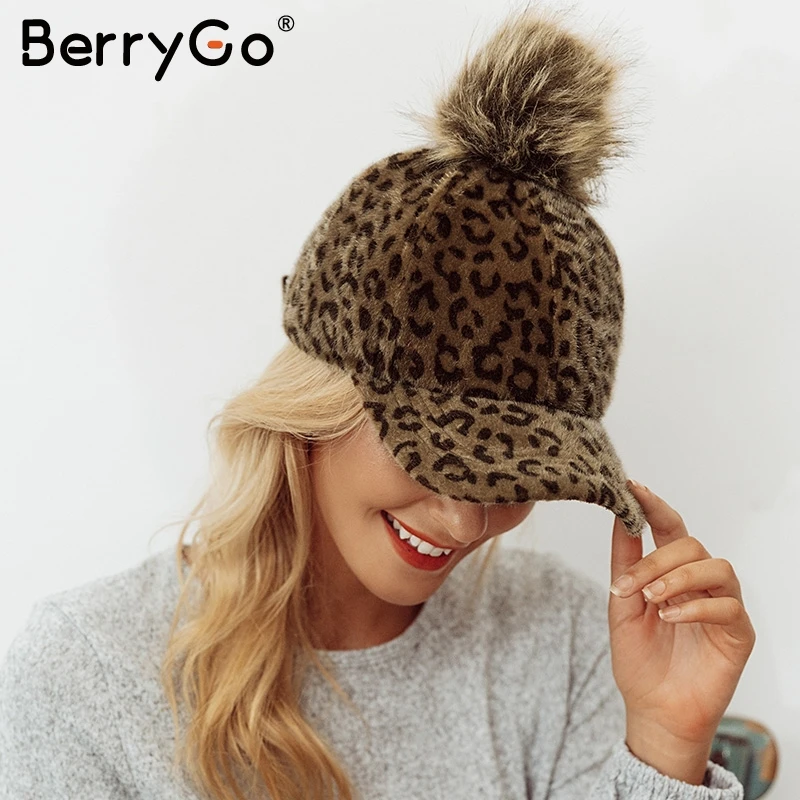 Новая бейсболка BerryGo зимние женские шапки из искусственного меха 2018 кепка с