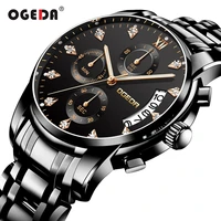 ogeda fashion mens watches top brand luxury quartz watch men casual business steel waterproof sport watch relogio masculino