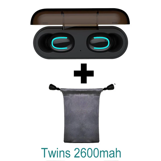 2600mah add bag Новинка Bluetooth 5,0, наушники TWS, беспроводные наушники IPX5, водонепроницаемые наушники, Спортивная стереогарнитура, глубокий бас, для iphone, samsung, HBQ - Цвет: 2600mah add bag
