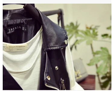 Женская короткая куртка из искусственной кожи модная без рукавов повседневная