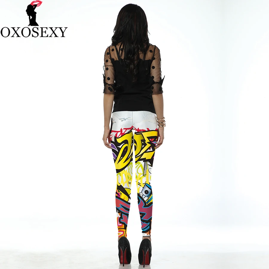 

New free style high waist leggins Fashion Colorful Comic Doodles Printed Leggins Female Women Leggings fitness women pant 107