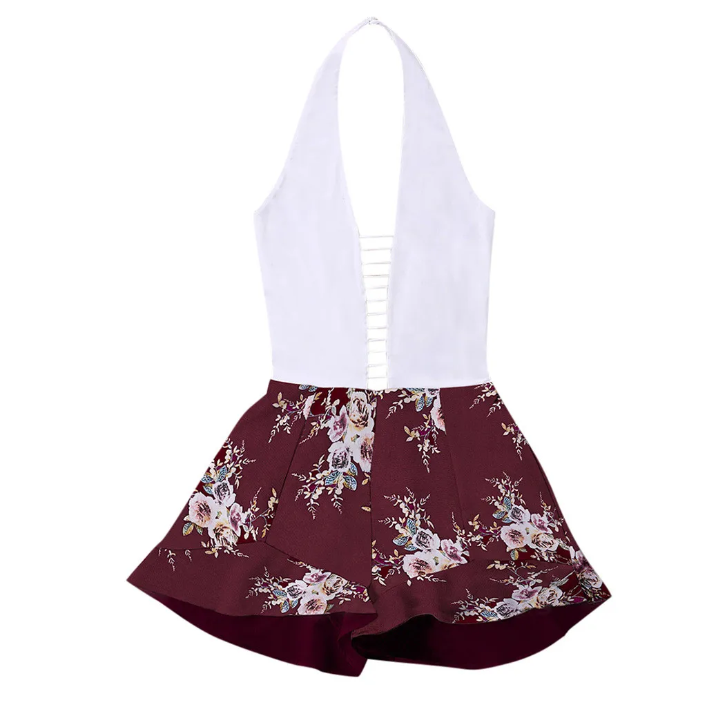 Летний модный женский сексуальный комбинезон с глубоким V образным вырезом и