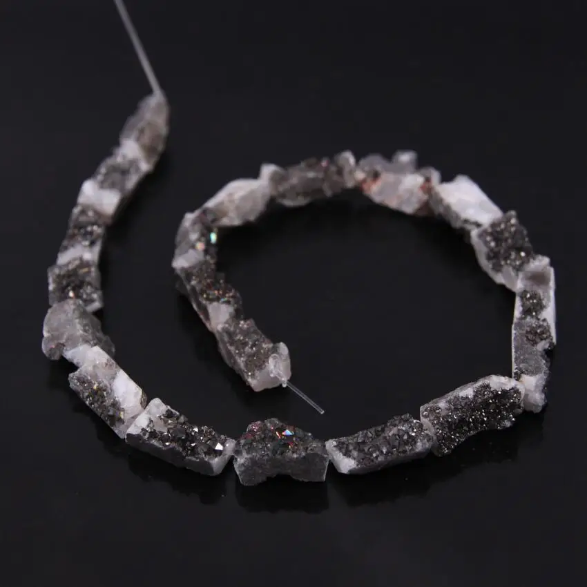 Approx20Pcs/Strand пистолет черный титан натуральный кварц друза Geode Прямоугольник Плиты
