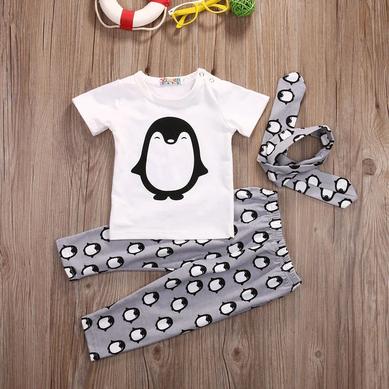 Одежда для маленьких девочек 2017 г. хлопок короткий рукав Футболка + Брюки повязка