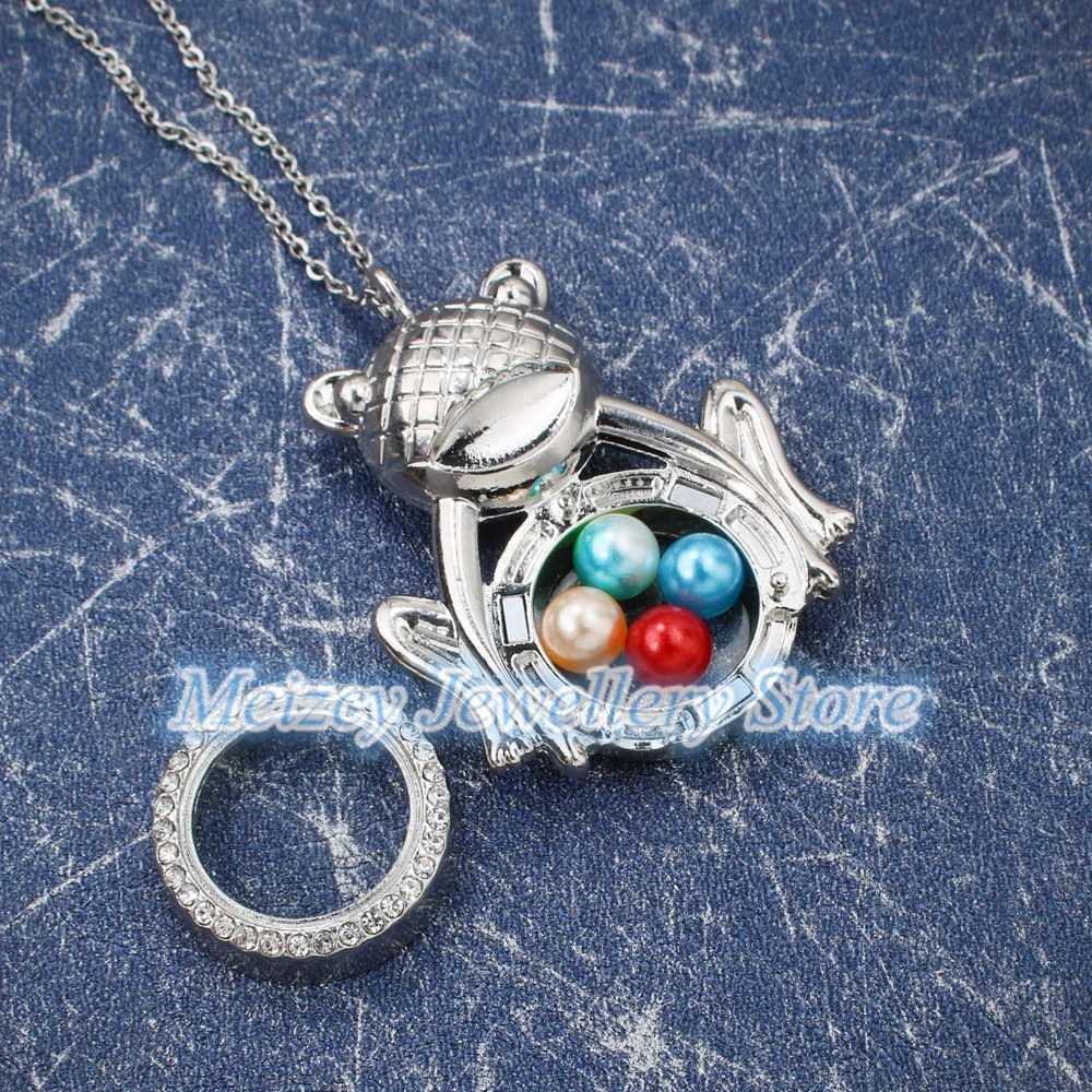 Магнитный открытый стеклянный кулон в виде лягушки живой с памятью жемчужная