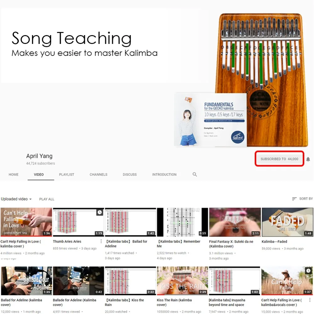 GECKO Kalimba 17 клавиш из акации (KOA) пианино для большого пальца и EVA