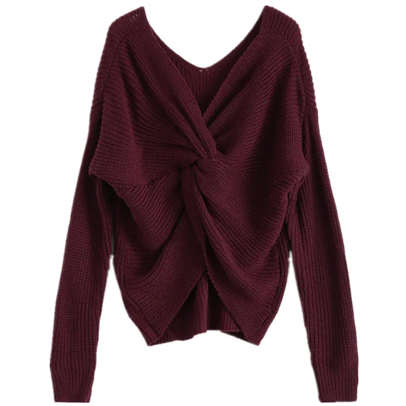 New 2019 V-neck Cross Knitting Winter Sweater Women Fashion Down Sleeve Pullover Female Autumn Casual Jumper Mujer Knit | Женская одежда