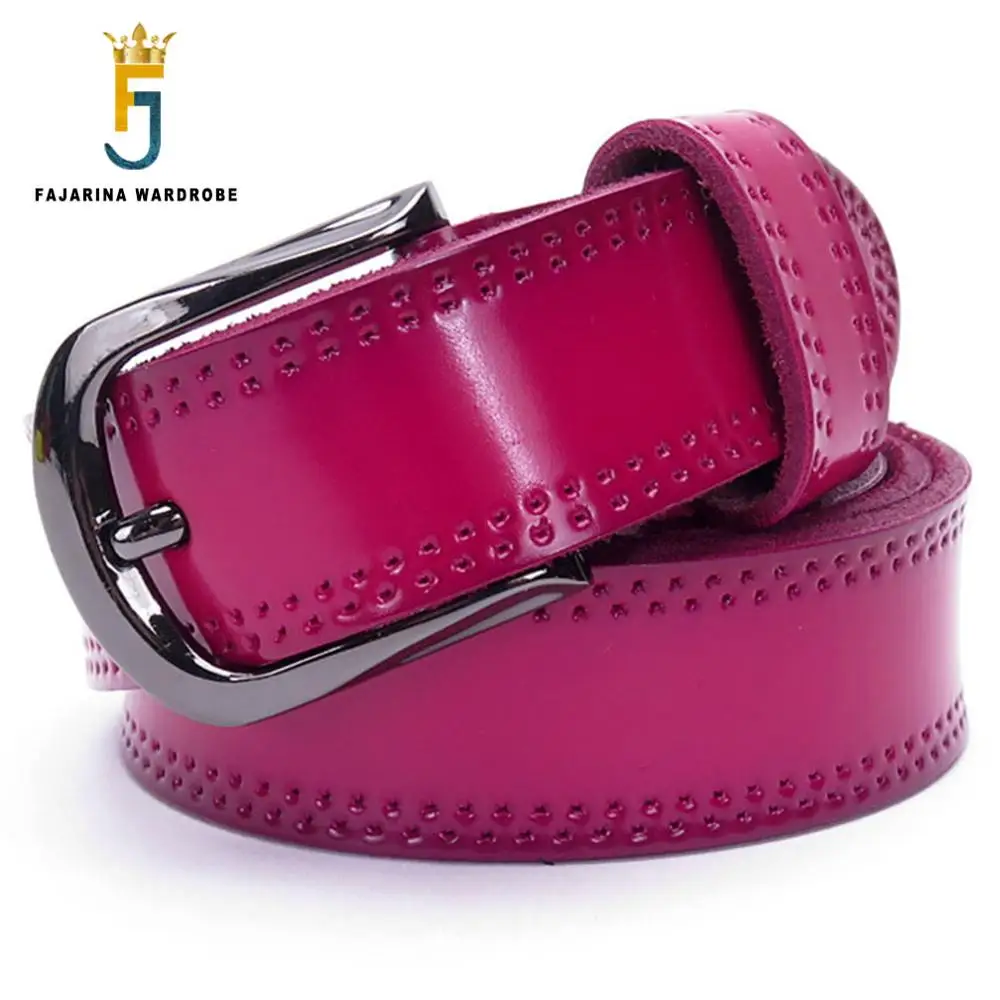 FAJARINA качественные женские ремни из натуральной коровьей кожи красного цвета