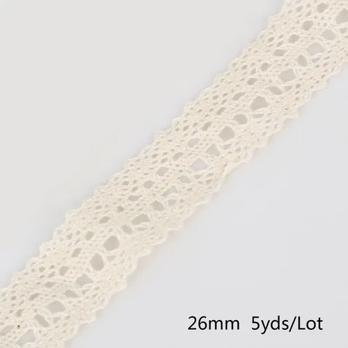 Ivory8 26mm 5 ярдов/партия, белые, черные, бежевые хлопковые кружева, отделка, сделай сам, домашняя одежда, края, обертывание, хлопок, лента, хлопок, материал - Цвет: Ivory8 26mm