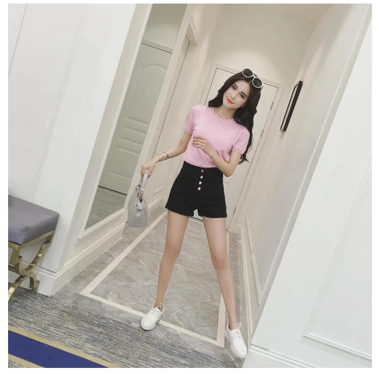 Джинсовые шорты большого размера женские летние 2016 bermuda feminina черные белые с