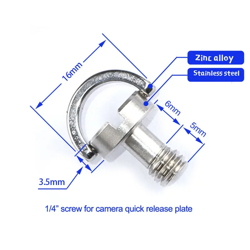 

1/4" Camera Connecting Screw Captive 1/4" Folding D-Ring Adapter Screw for Cam Tripod Monopod and Quick Release Plate