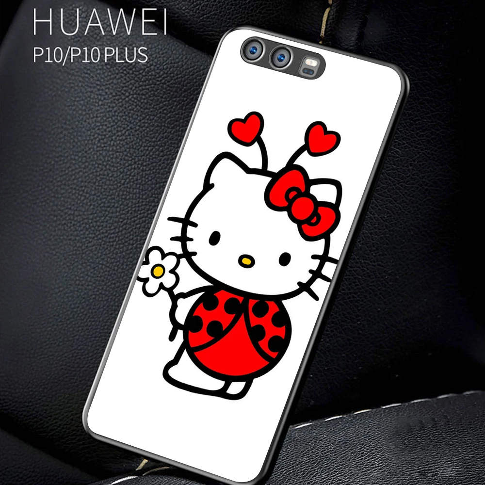 Черный чехол для телефона из ТПУ для huawei P20, чехол с рисунком hello kitty для huawei P20 lite mate 10 Lite, роскошный чехол - Цвет: K0700308