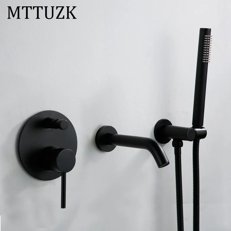 MTTUZK Твердый латунный матовый золотой настенный набор для душа с креплением