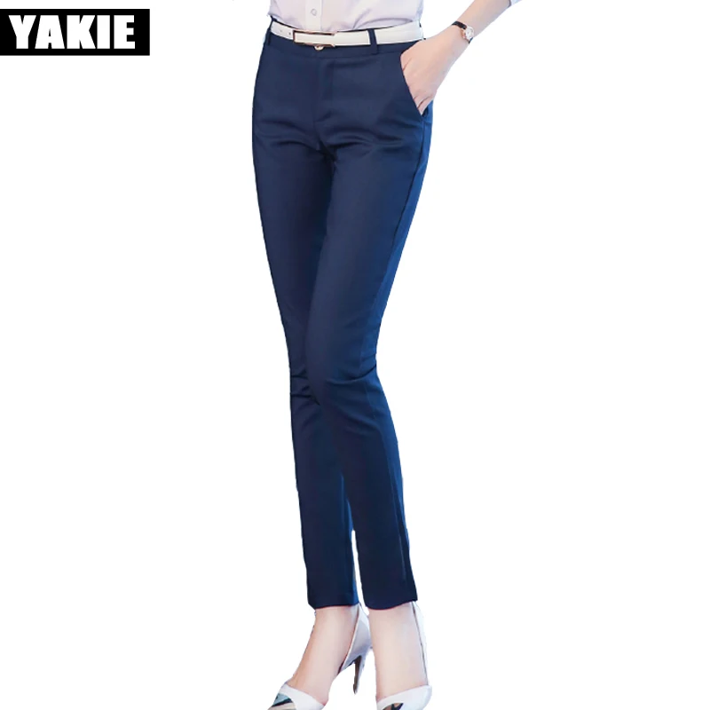 Женские брюки карандаш с высокой талией однотонные офисные для офиса деловой
