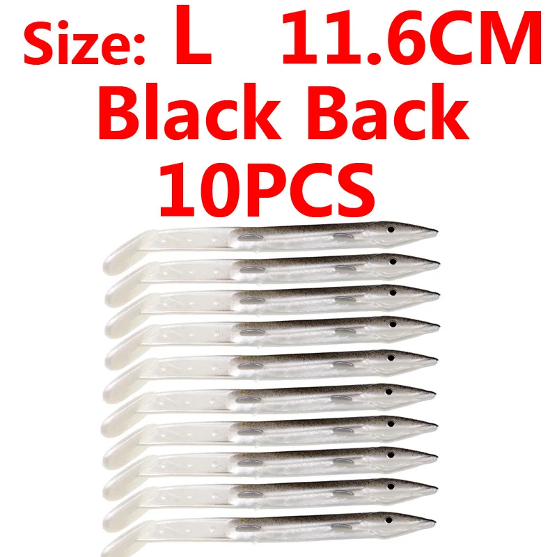 Black back L 10pcs 10 шт., приманка для рыбной ловли в соленой воде, приманка для рыбной ловли, Мягкая приманка для рыбной ловли, приманка для рыбной ловли, приманка для рыбной ловли Сабики, лумо, белый, розовый, зеленый, красный цвет - Цвет: Black back L 10pcs
