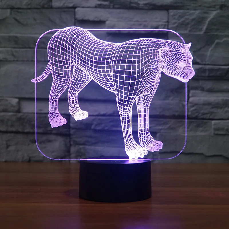 Новинка креативная 3d настольная лампа Леопардовый цвет акриловый светодиодный