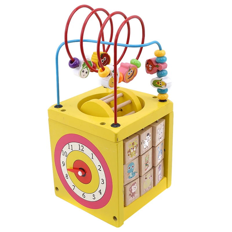 Baby Wooden Round Beads Maze Activity Cube Blocks Multifunction Early Learning Educational Cognition Toys | Игрушки и хобби