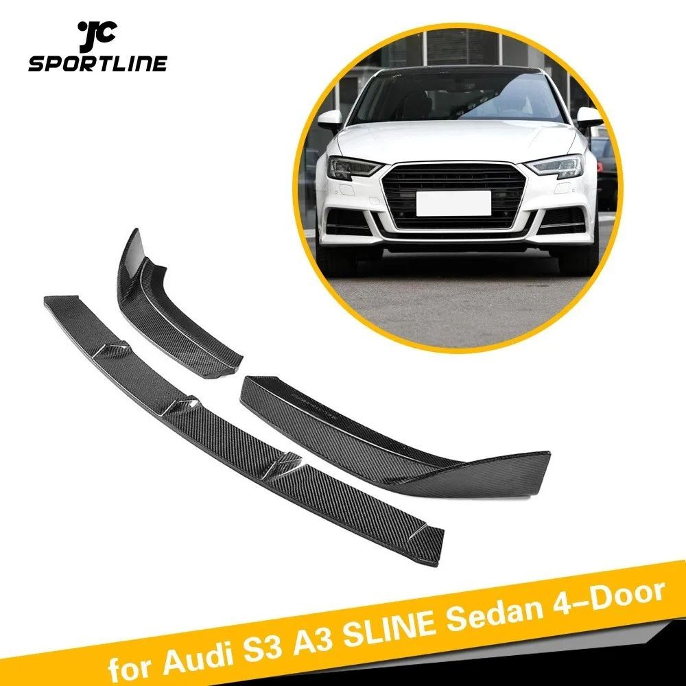 Спойлер для переднего бампера из углеродного волокна разветвитель Audi S3 A3 SLINE