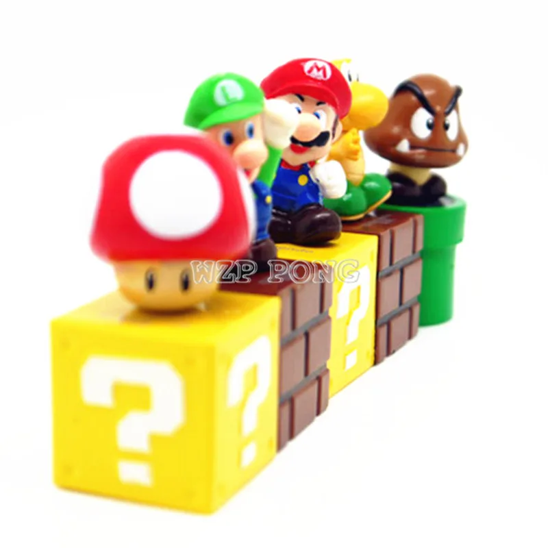 5 шт./лот Super Mario Bros ПВХ экшн фигурки коллекция mario Грибная коробка модель куклы