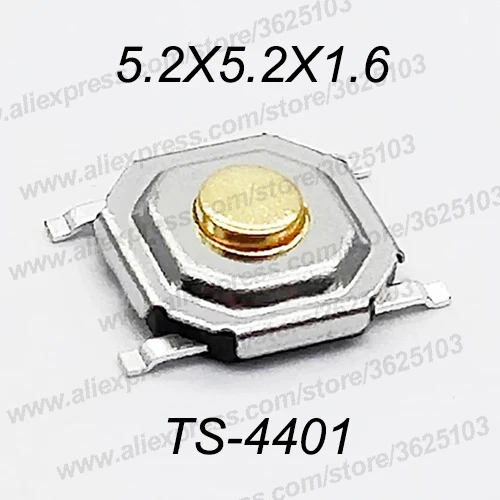 4X4X1.6 SMD 50 шт./лот SMD 4*4*1,5 мм~ 7 мм 4X4X1. 5 мм~ 7 мм 5,2 мм x 5,2 мм тактильная тактовая кнопка микропереключатель мгновенная кнопка Медная головка - Цвет: 4X4X1.6 SMD