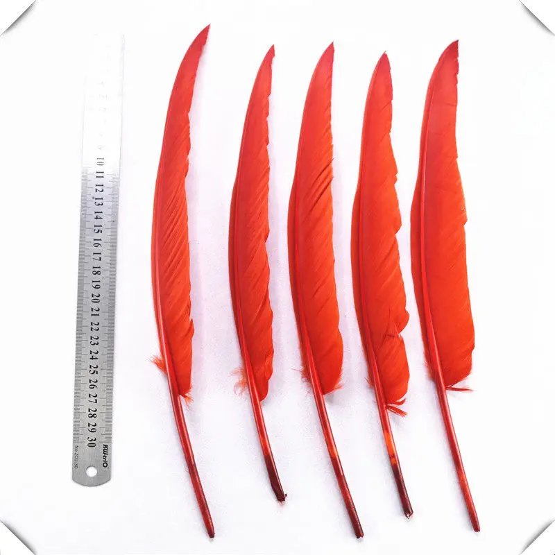 30-35CM Красивые 20 шт 16 видов Красного фазана петуха курица утка перо 5-30 см Страус Павлин индейка и гусь перья поделки - Цвет: 30-35CM