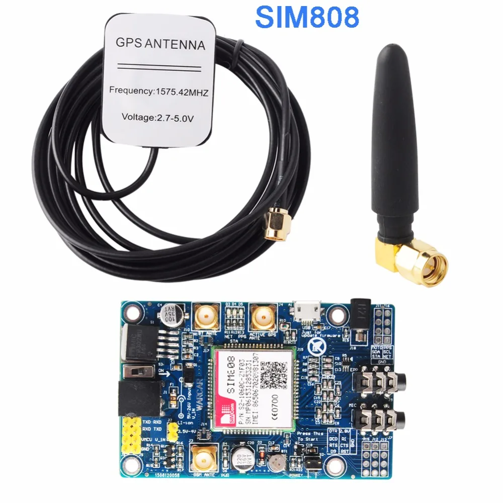 Модуль SIM808 GSM GPRS gps макетная плата IPX SMA с gps антенной для Arduino Raspberry Pi Поддержка 2G sim-карты FZ1735