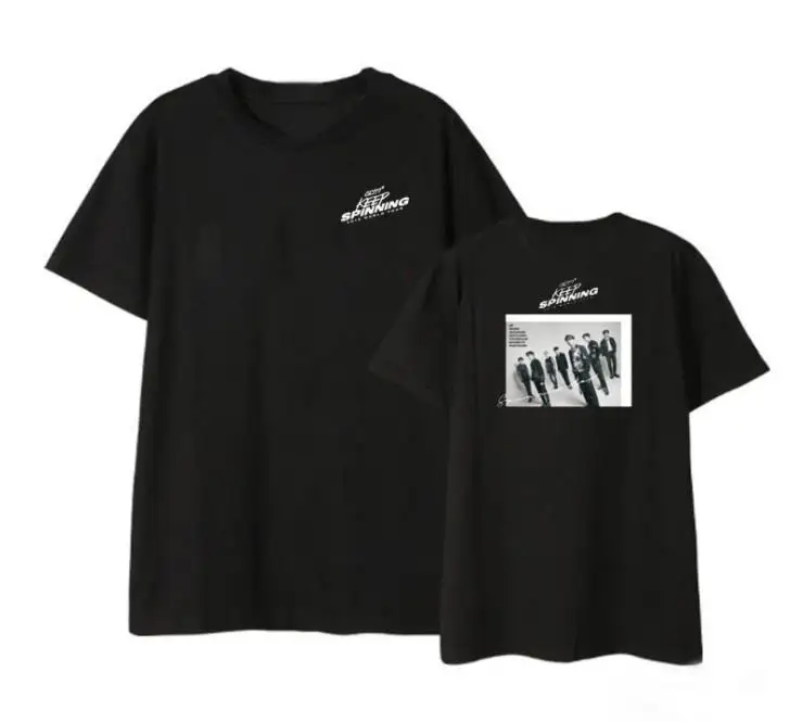 Got7 concert keep spinning, одинаковая футболка с круглым вырезом и принтом для всех членов, летняя футболка с короткими рукавами унисекс, 3 стиля - Цвет: 5