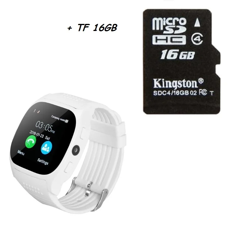 White with TF 16GB Stepfly T8 Bluetooth Смарт часы с камерой Facebook Whatsapp поддержка SIM TF карты вызова Smartwatch для телефона Android PK DZ09 Q18 - Цвет: White with TF 16GB