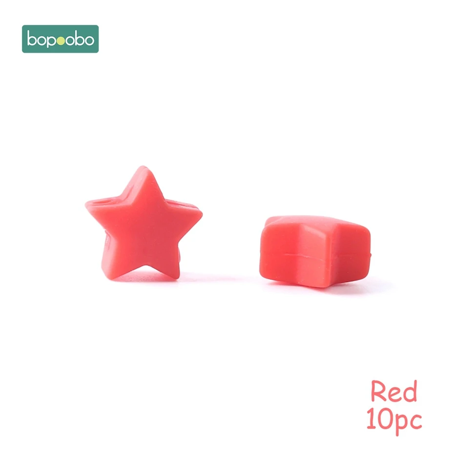 Red Star Bopoobo 10 шт Силиконовые Бусины, пищевой силиконовый Прорезыватель зубов в виде звезды, Товары для малышей, силиконовый браслет для грызунов, сделай сам, детский Прорезыватель для зубов - Цвет: Red Star