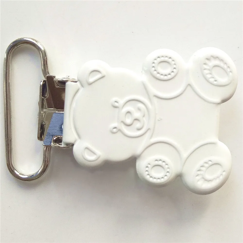 

300pcs free sample fashion 2016 25mm white ted bear shape mini suspender clips metal