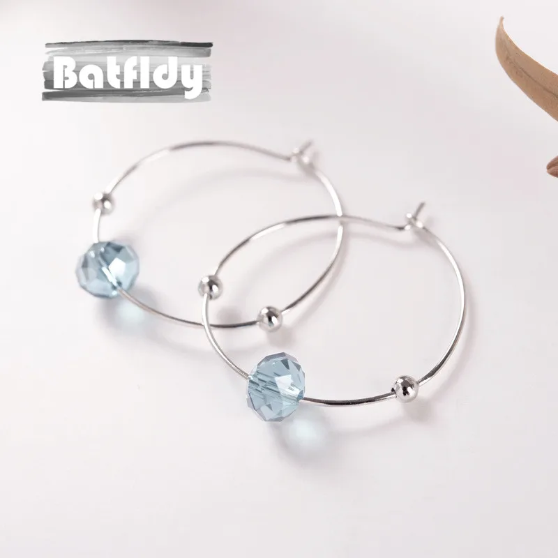 925 Серебряное кольцо для ушей Berg Blue Круглые серьги ретро элегантное безразличие темперамент женский прекрасный стиль ювелирные изделия ZC071