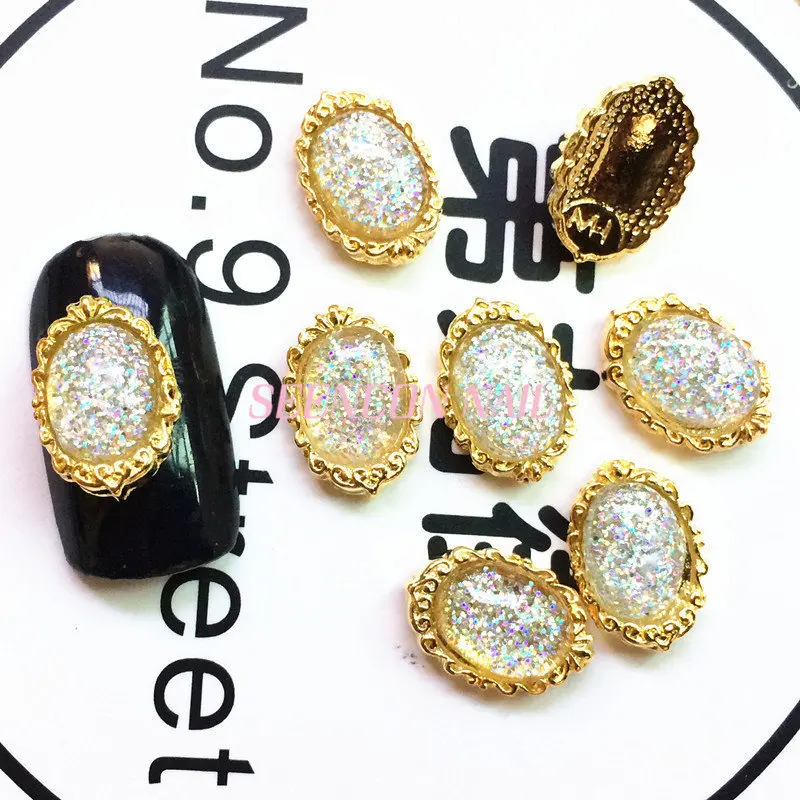 Новинка 20 шт./лот Сплав Блеск Смола Стразы дизайн ногтей Очаровательные золотые