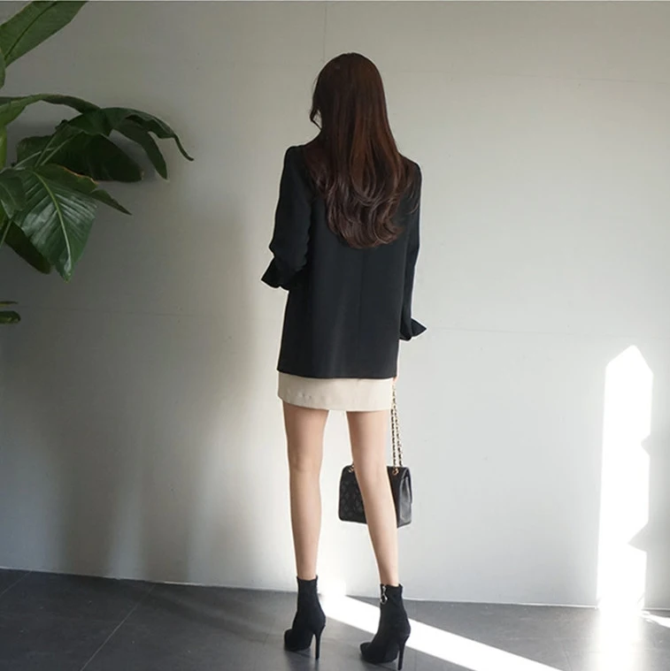 Blazers Women Notched Collar Single Button Full Sleeves Solid Office Lady 2018 New Fashion | Женская одежда