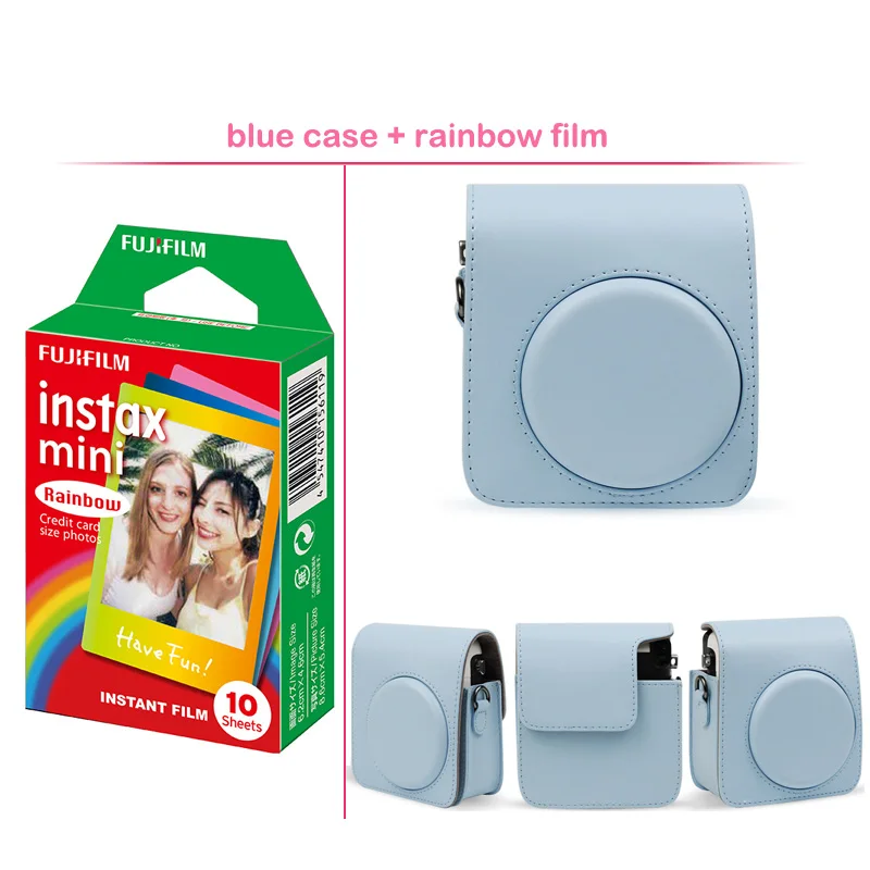 Geniune Fujifilm Instax Мини мгновенная пленка Радуга с защитной из искусственной кожи чехол для камеры Сумка для Fuji Instax Mini 70 камера