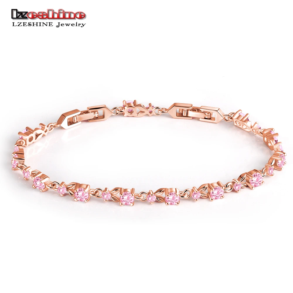 LZESHINE Новый Роскошный Браслет на Женщин из Розового Золота с Кристаллами из Кубического Циркония AAA Браслеты и Браслеты Украшения CBR0014.
