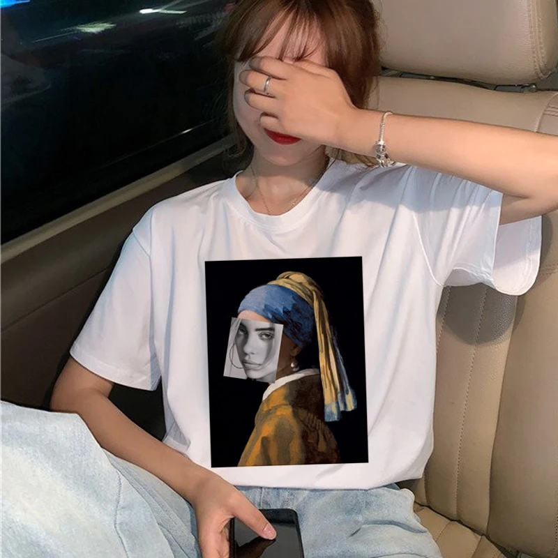 Футболка для женщин Billie Eilish забавная футболка с рисунком 90s|Футболки| |
