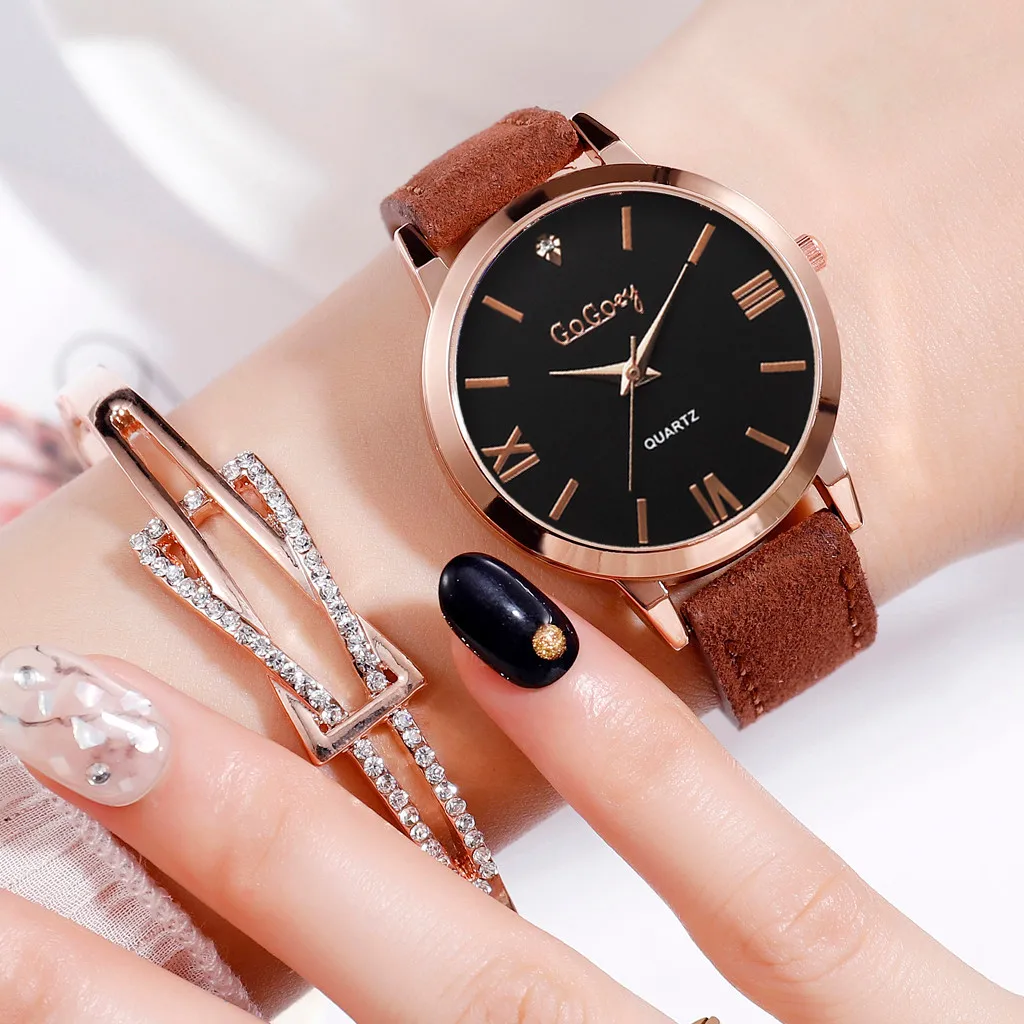 Часы Gogoey с кожаным ремешком повседневные Светящиеся женские часы хит продаж |