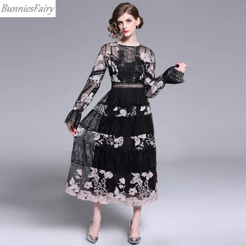 BunniesFairy 2019 Весенняя Новинка Для Женщин Королевский Винтаж длинные Фонари рукавом