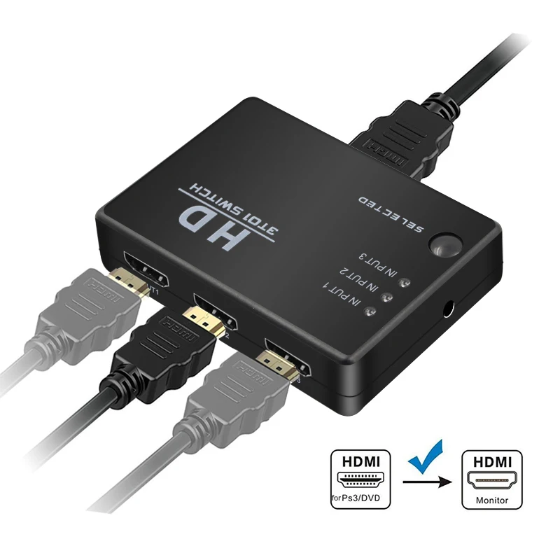 Kebidu 3 порта видео HDMI переключатель разветвитель Box Hub для PS3 Xbox ONE HDTV DVD мониторы +