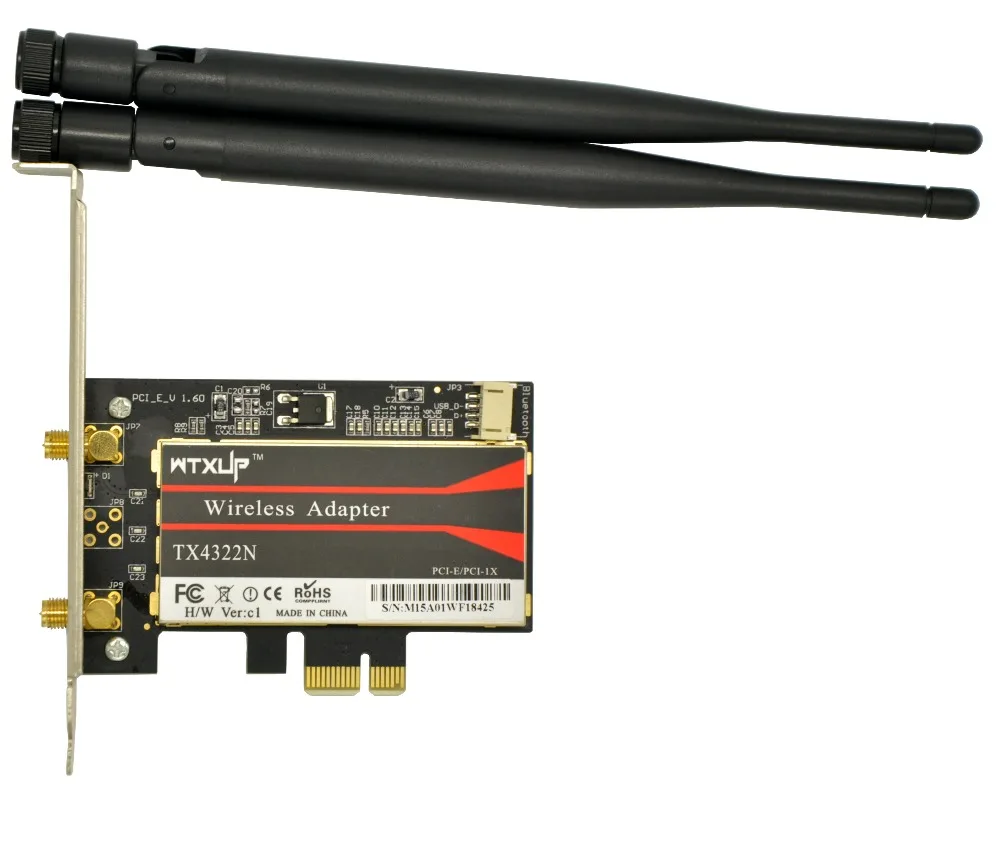 Wi fi адаптер Broadcom BCM43224 2 4 ГГц и 5 0 300 Мбит/с PCI 1X/4X/8X/16X/ E с антенной 6DBi для Windows 7/8/10/Mac|wifi