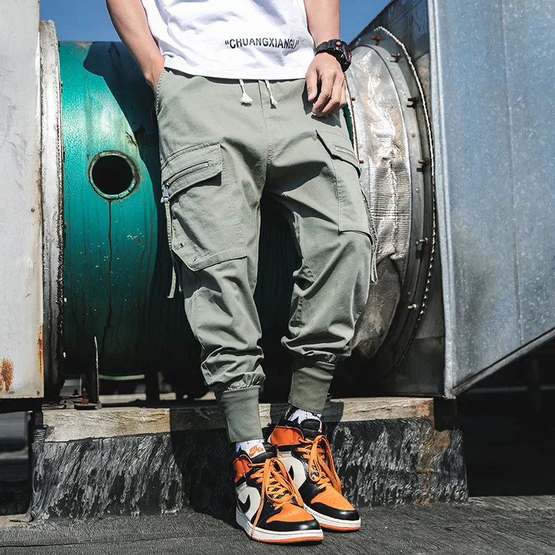 Новинка 2020 мужские уличные карго карманные спортивные брюки хип хоп облегающие