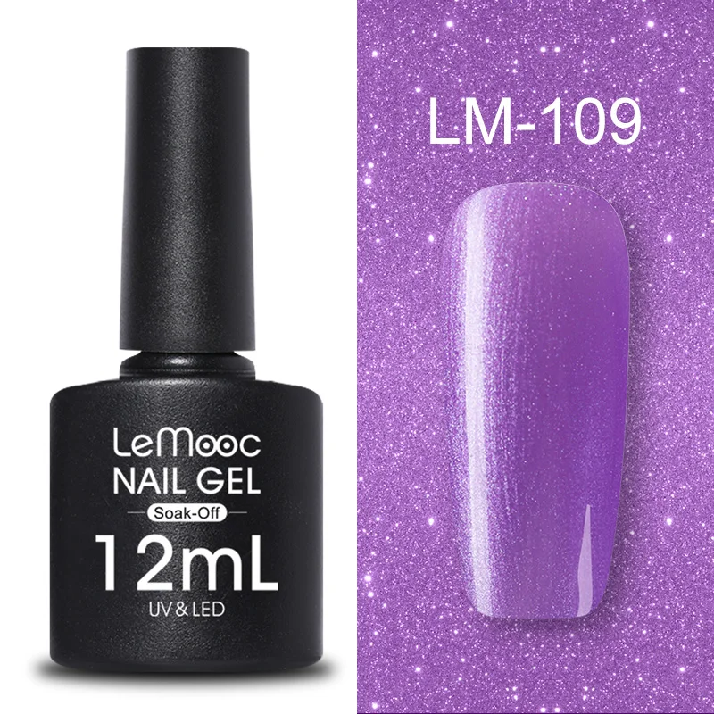 LM-109 LEMOOC, 12 мл, Цветной Гель-лак для ногтей, блестки, блестки, полуперманентный замачиваемый лак, УФ-гель, сделай сам, Гель-лак для ногтей - Цвет: LM-109